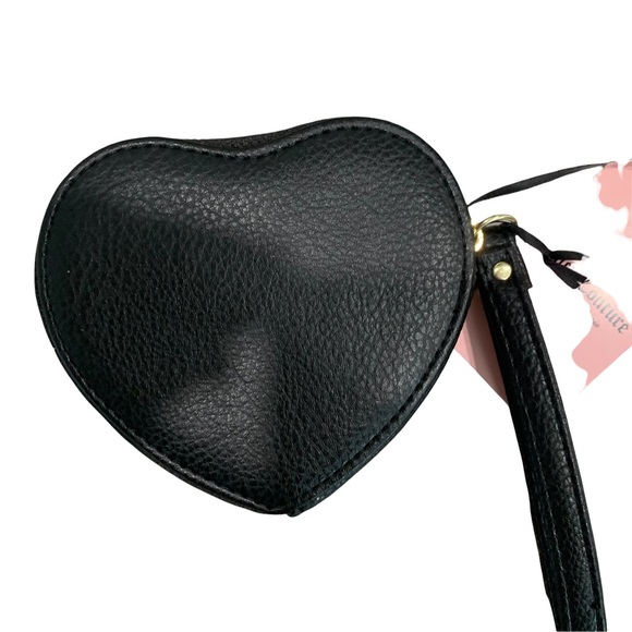 Juicy Couture Heart Coin Purse Black Gold Logo - Picture 2 of 2